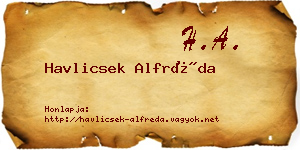 Havlicsek Alfréda névjegykártya